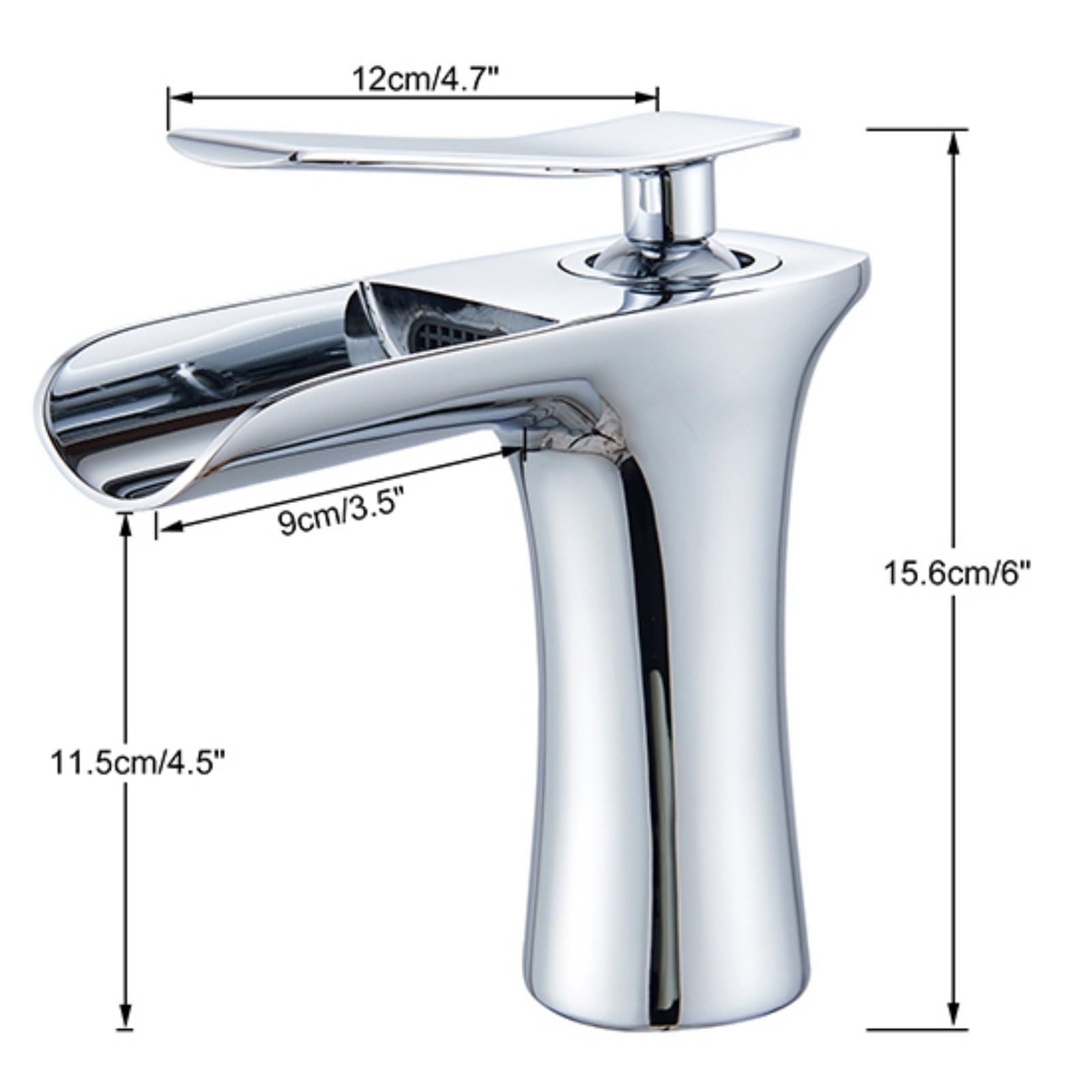 Rubinetto per lavabo a Cascata in Ottone Anticato, Miscelatore monocomando Cromato, Rubinetto per lavabo Elegante e Funzionale, Arredamento Moderno per la casa.