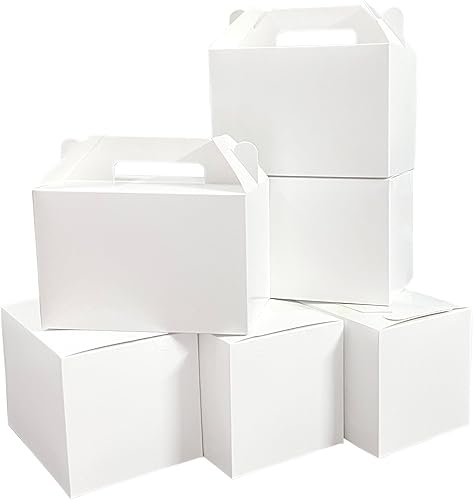 Unarty Cajas grandes a dos aguas, 30 cajas de cartón blanco de 9 x 6 x 6 pulgadas para regalo, cajas de recuerdo de fiesta para bodas, baby shower,