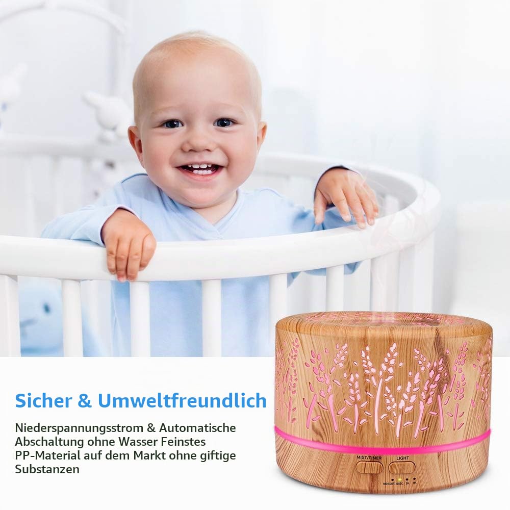 500ml Aroma Diffuser mit 8 * 10ml Essential Oil Ätherische Öl Set BPA Frei