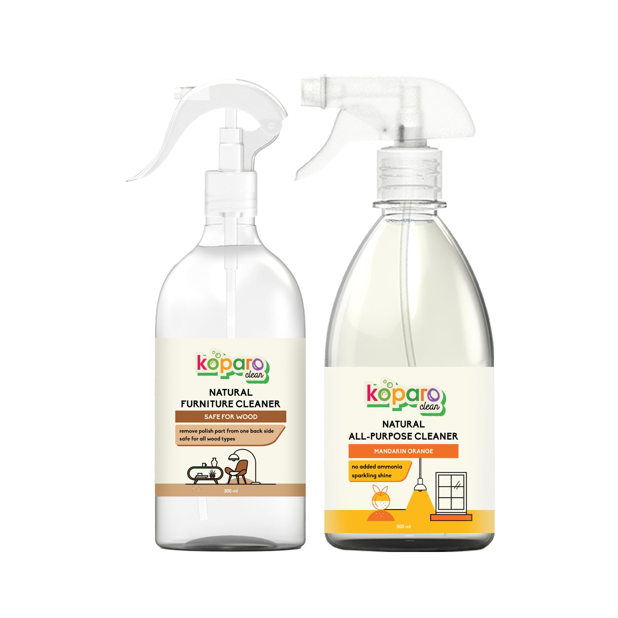 Koparo Natural Furniture Cleaner - 300ml and All Purpose Cleaner - 500ml | Mandarin Orange Fragrance | Combo Pack of 2 (B0BD8PR2GG) Amazon Price History, Amazon Price Tracker