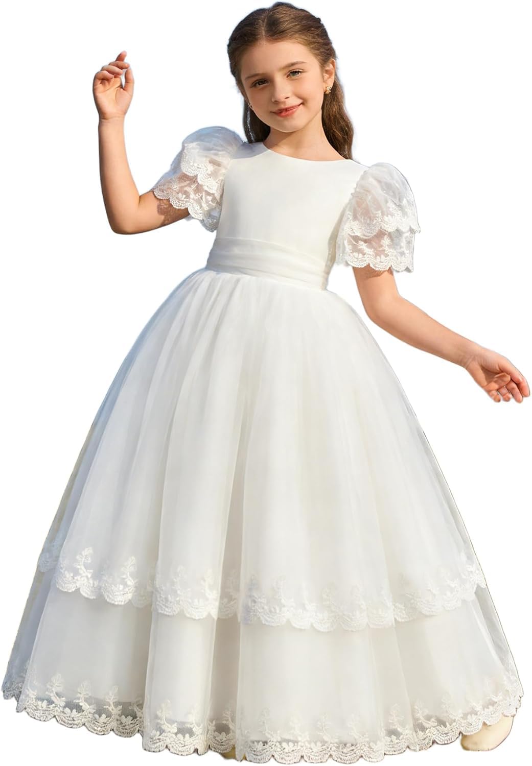 Vestido de niña de Las Flores para Bodas, Vestidos Formales de Encaje para Fiestas de cumpleaños Infantiles, Vestidos de Gala