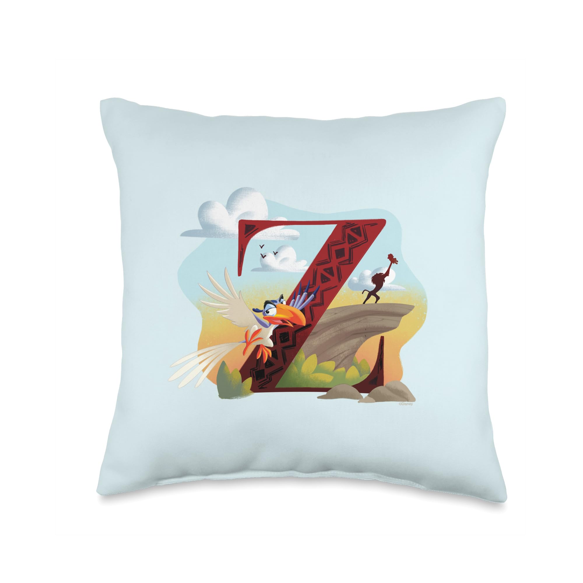 Coussin de decoration Roi Lion Zazu lettre Z pour un coin lecture enfant magique