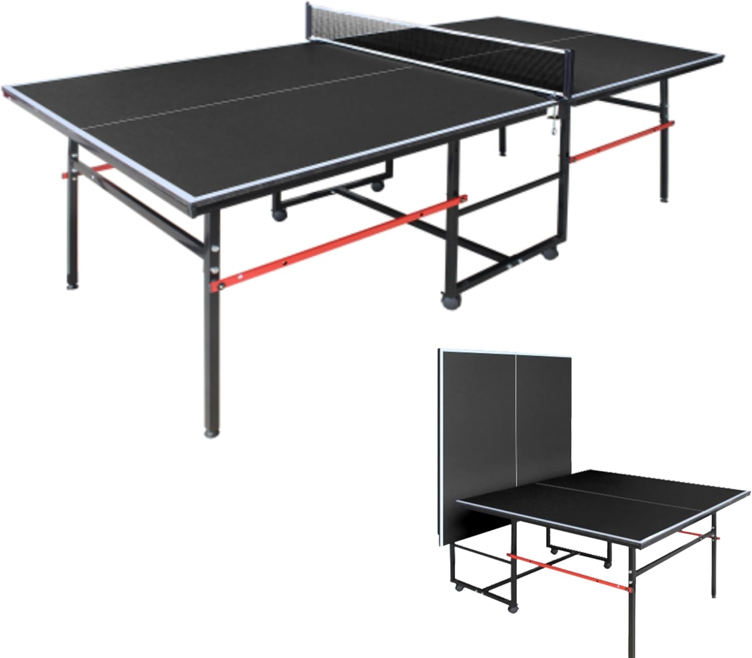 96"x48"x30" Foldable Ping Pong Table Set for Game Room, Apartment & Office | All-in-One with Net, 2 Paddles, 3 Balls | Compact Storage & Quick Setup，Black