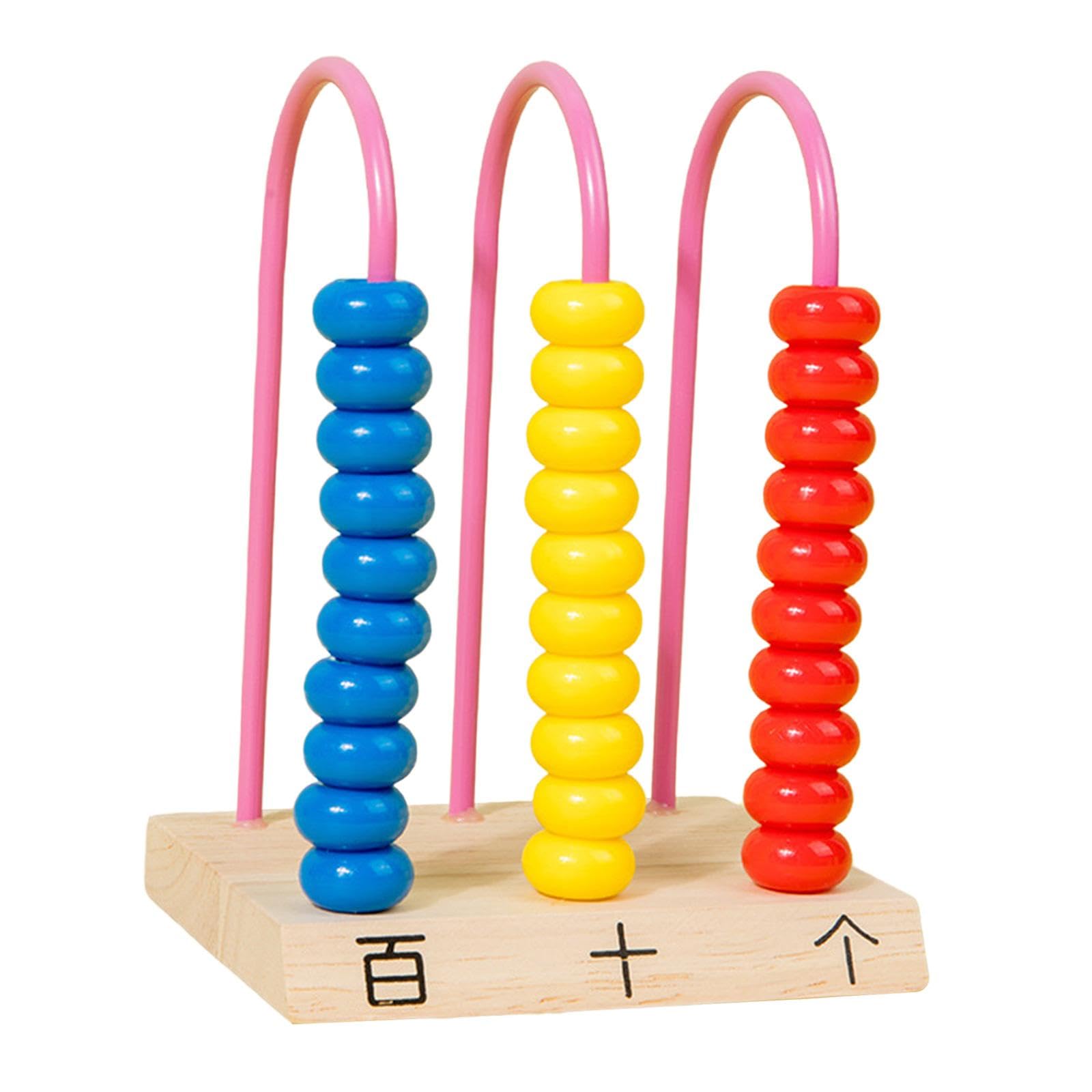 Yunhgft Classic Wooden Math Abacus for Kids, 3 Row
