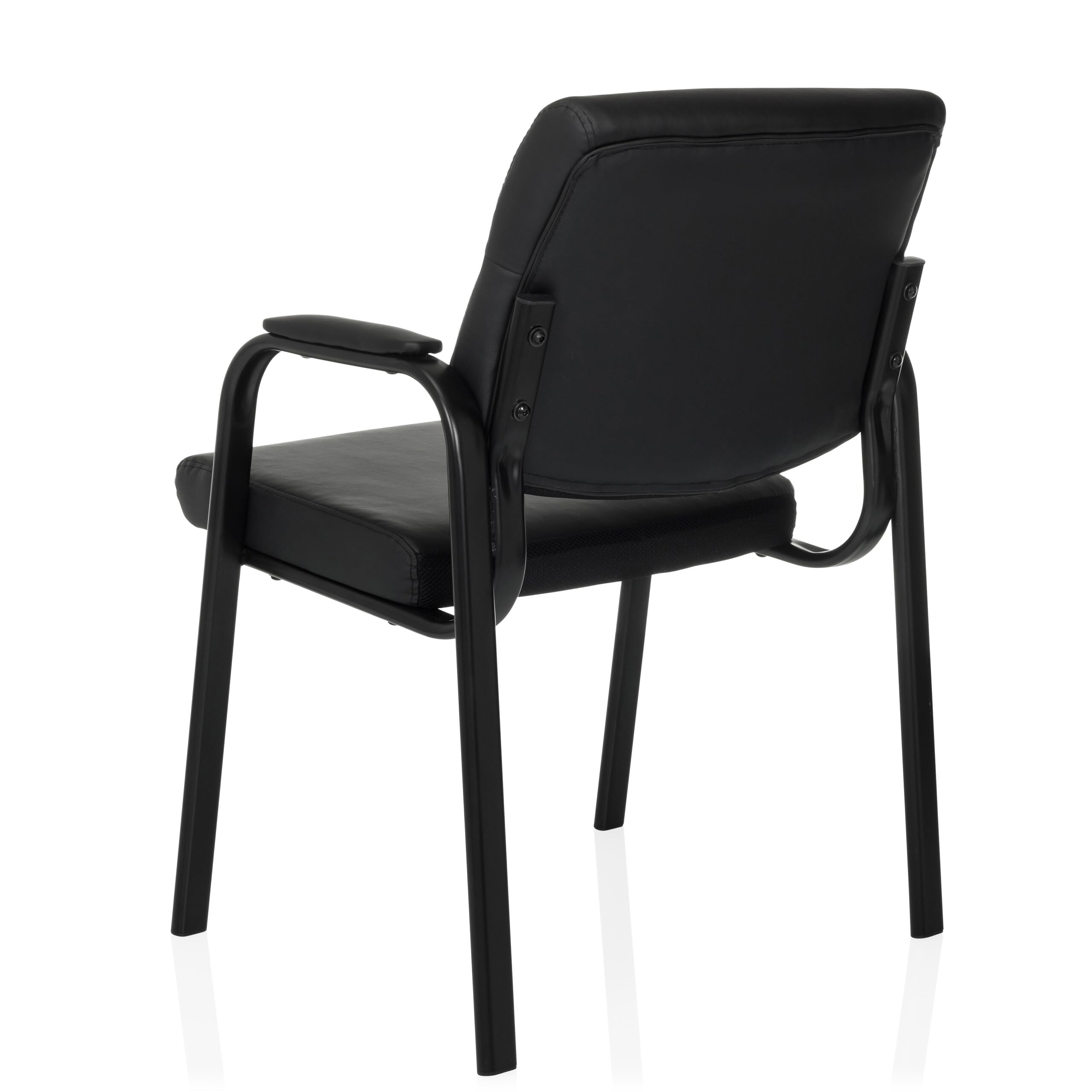 hjh OFFICE Siège Visiteur rembourré ADVIE V Chaise de conférence avec piétement à 4 Pieds, Similicuir Chaise avec accoudoirs, Noir