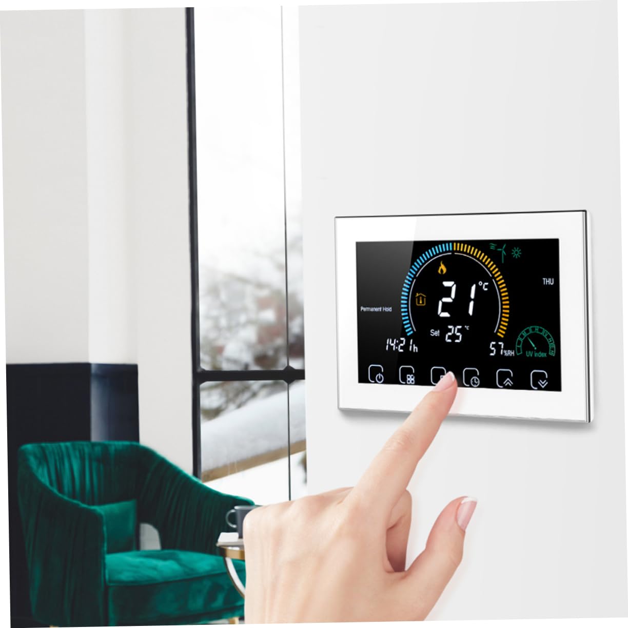 Operitacx Thermostate Für Heizung Smart Intelligenter Temperaturregler Für Zuhause Farb-LCD Mit Touchscreen Passend Kassetten Euro-runddosen Wandhöhe