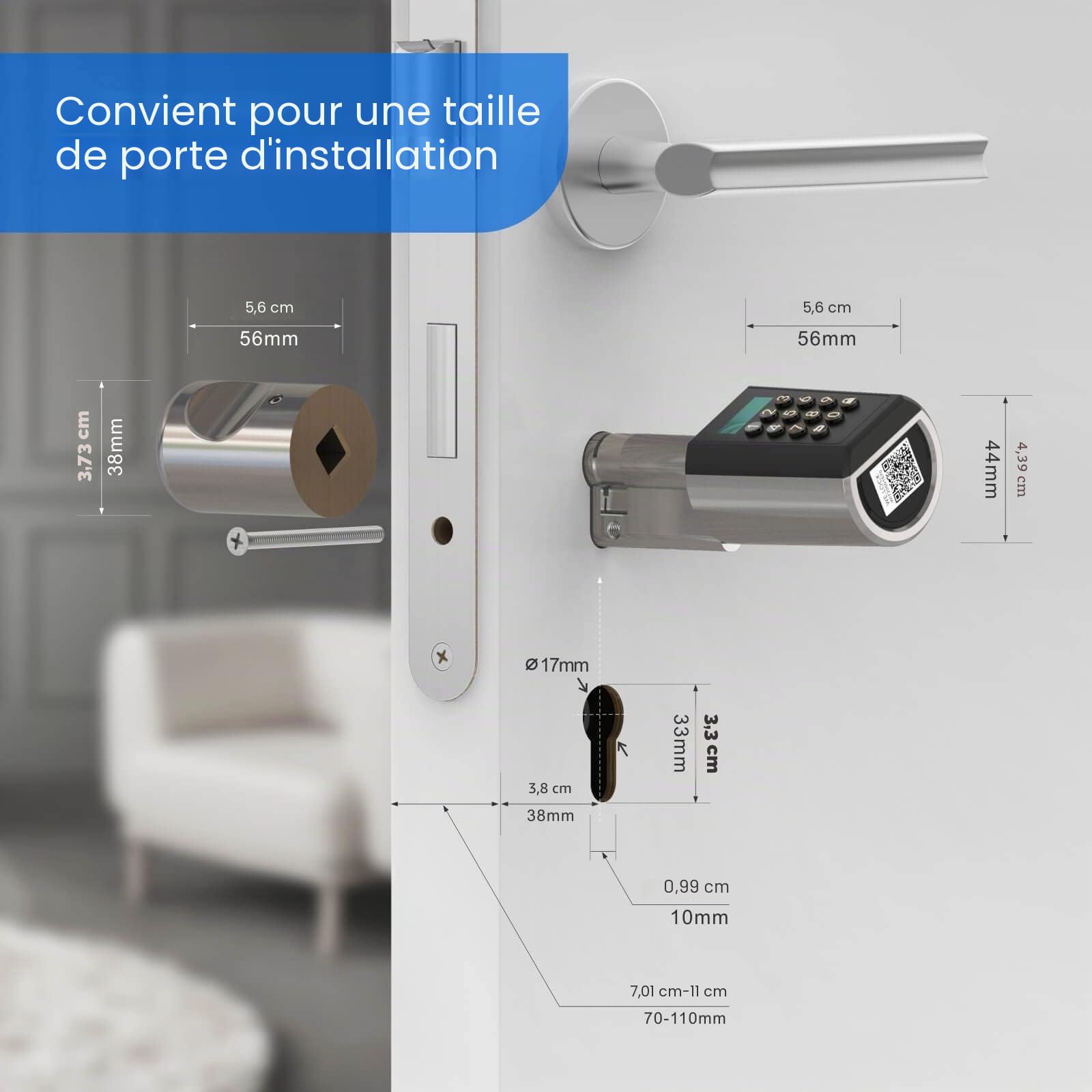 WELOCK PCBWIFIBOX Serrure Connectée,Serrure à Code avec WiFiBox,carte RFID et Bluetooth APP,serrure digitale,Smart Lock Facile à installer,niveau d'étanchéité IP65 Noir, Argenté