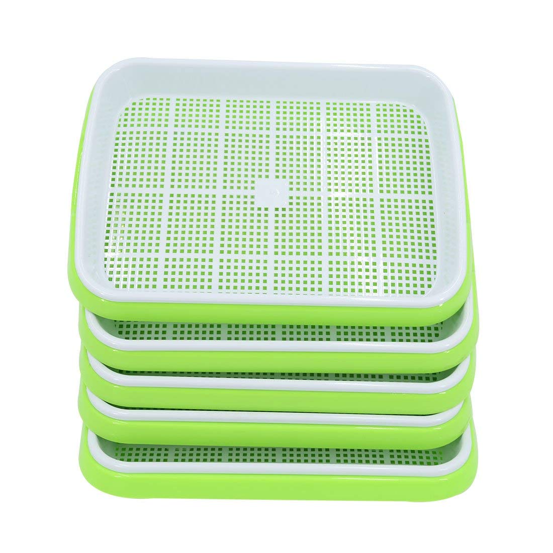 Bol à germination Sprossen, Batop 5 pièces Seed Sprouter Tray Soil Free Boîte à germination pour l'intérieur et la chambre de jardin à domicile Vert