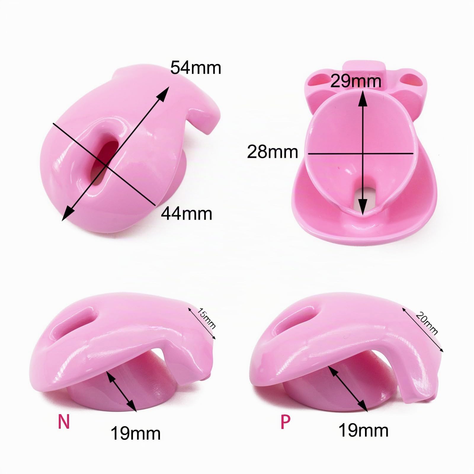 Chastity Cage Man Cage de Chasteté Inversée pour Pénis avec 4 Anneaux Différents Sex Toýs Homme Cage Chastetée en Résine ABS avec Mini Serrure pour Bondage le Pénis (Black,N)