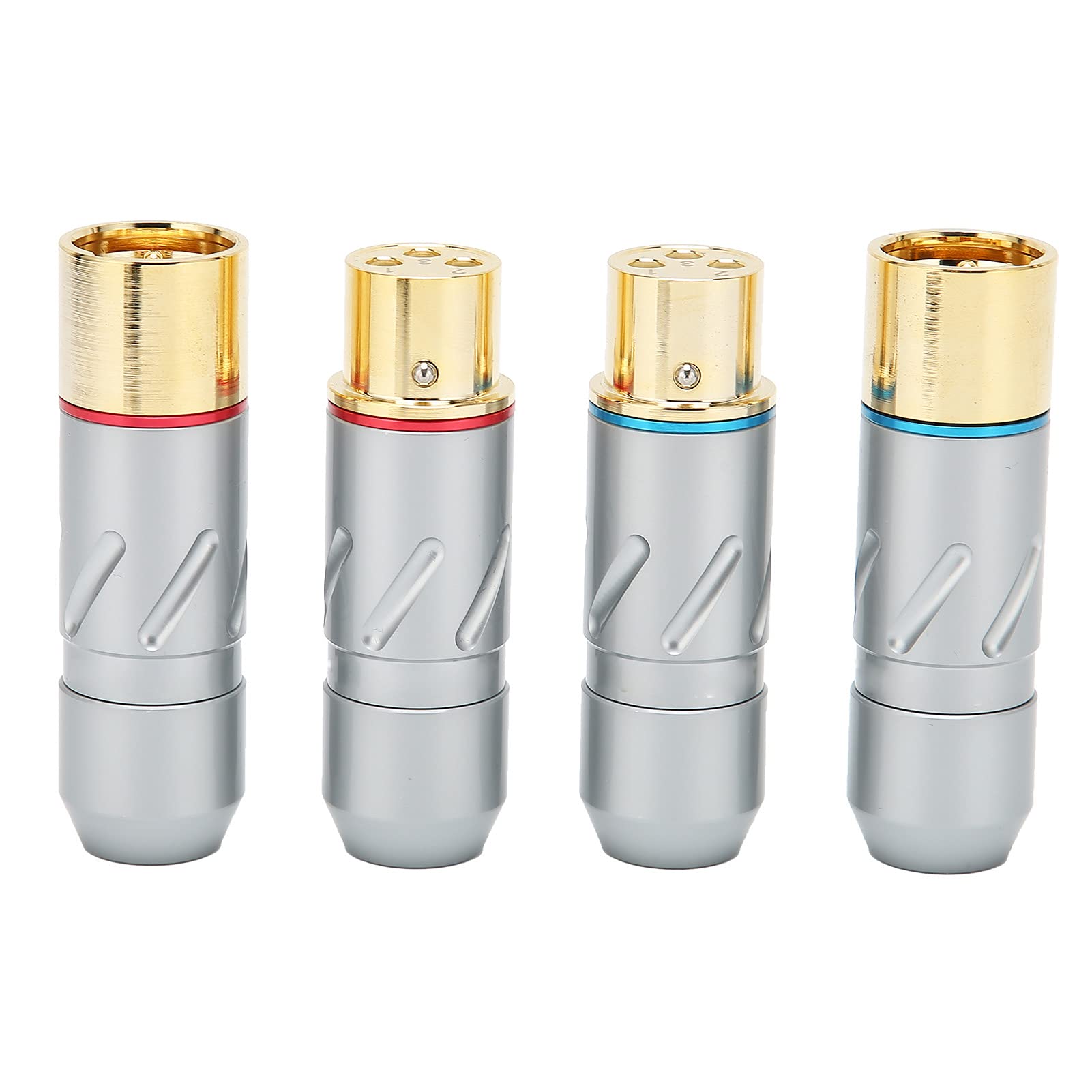 Zunate 3-adriges XLR-Mikrofon-Audiokabelstecker Reines Kupfer 24K Vergoldet Mikrofonkabelstecker, Zwei Stecker + Zwei Buchse