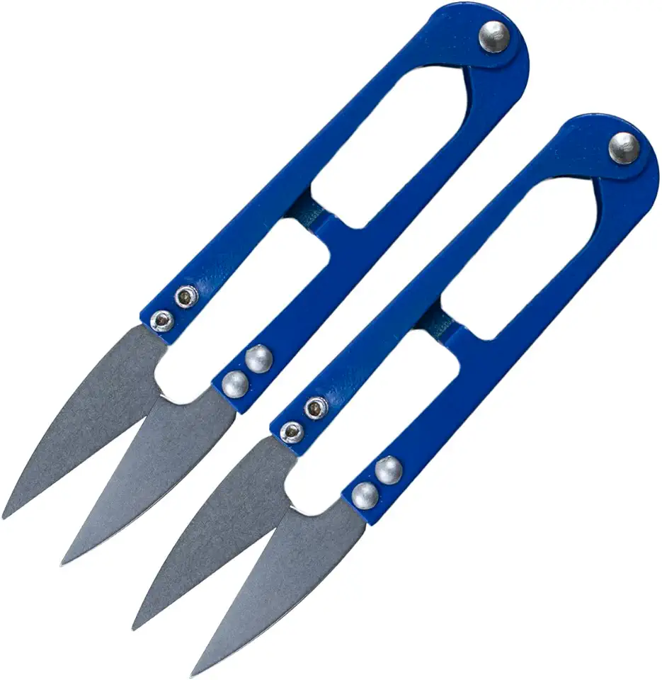 KIT 2 TESOURA DE METAL COLORIDA PARA PODAR COSTURA ARREMATE (Azul)