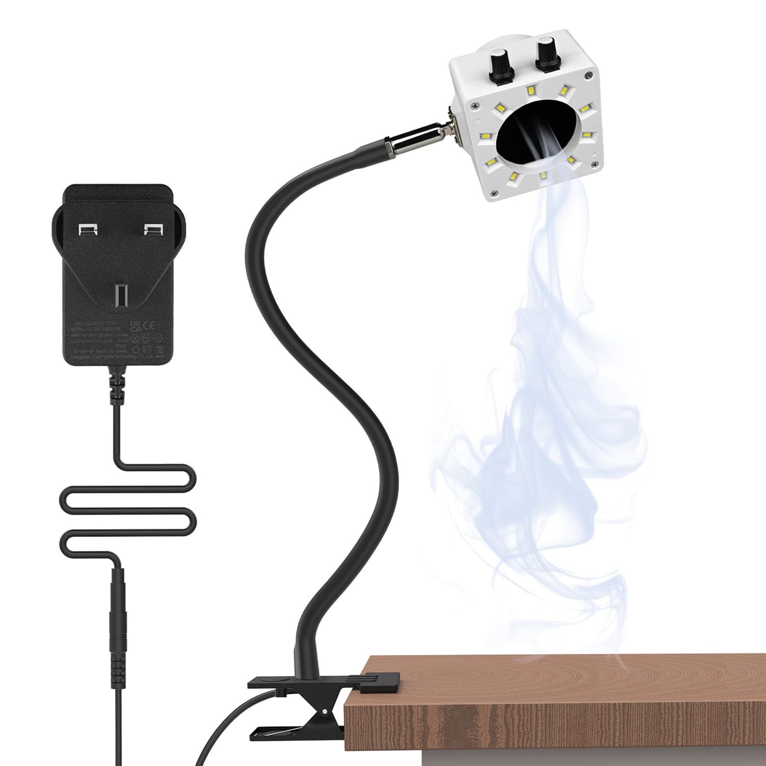 Treedix Kit estrattore fumi per saldatura, ventola assorbitore d'aria per saldatura, rimozione fumi portatile con luci LED dimmerabili e aspirazione, 15 filtri a carbone attivo per saldatura
