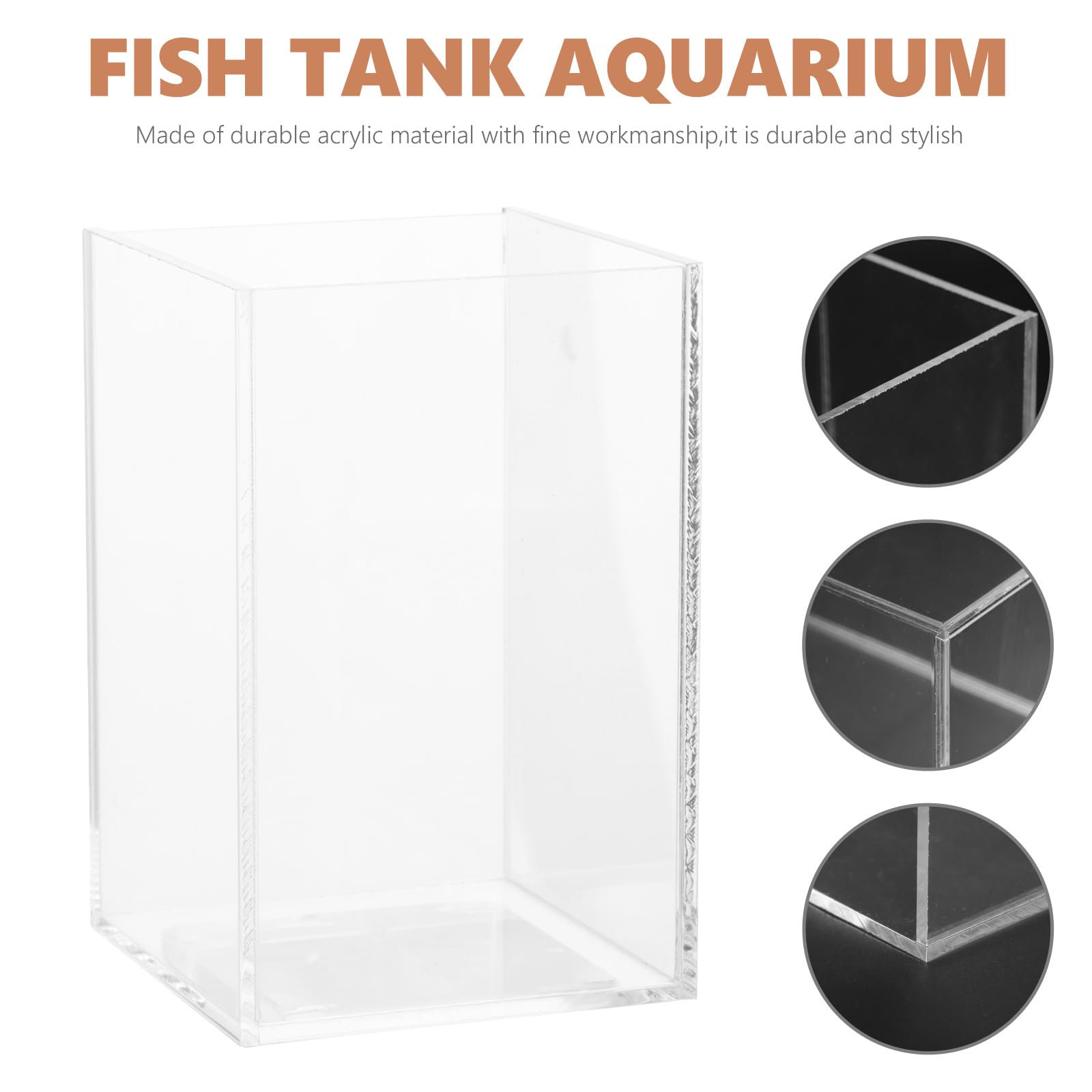 Ipetboom Transparent Betta Tank Aquarium Fish Tank Glass Aquarium Terrarium Decor Decorative Tabletop Goldfish Tank Betta Tank Decorative Betta Tank Fish Supplies Office Glass Acrylic - Image 3