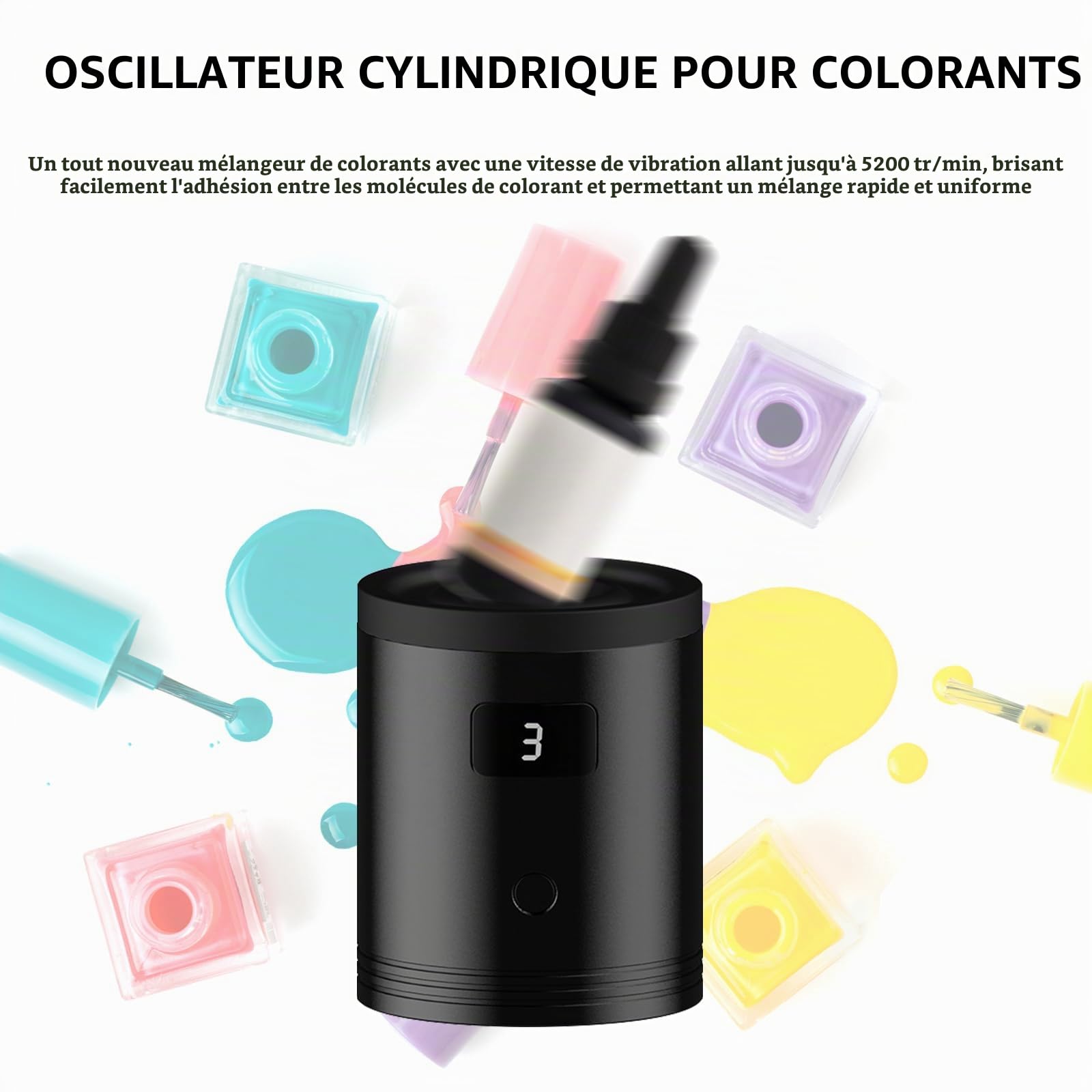 Mélangeur Vortex, Fonction Tactile Agitateur Peinture de Laboratoire 5200 tr/min Mini Liquid Lab Paint Mixer Shakers Mélangeur D'encre Pigmentée électrique Mixeur Vortex de Laboratoire