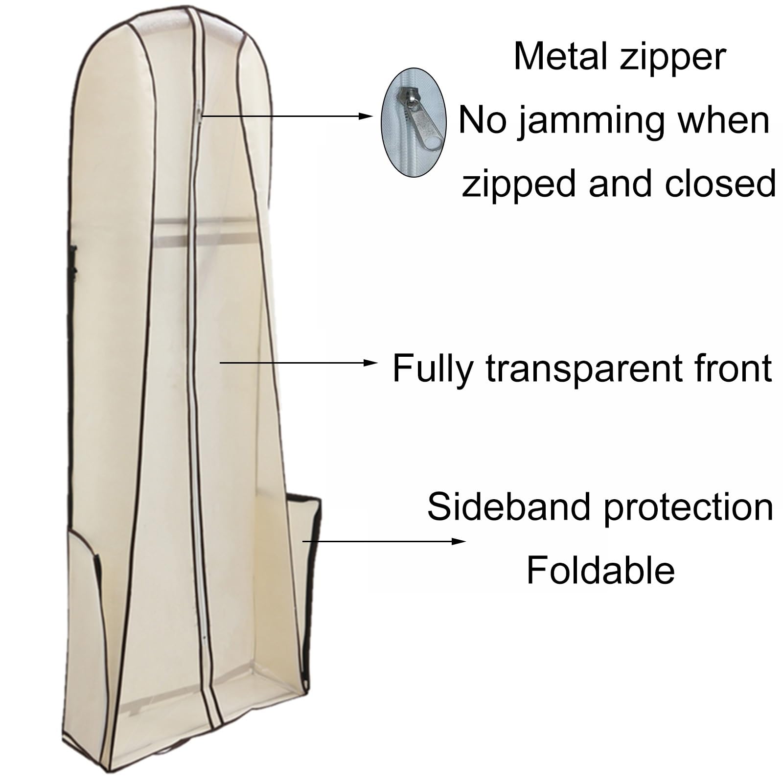2 Custodie per Abiti da Sposa, Porta Copriabiti Portatili, con Finestra Trasparente, Adatte per Abiti da Sposa(Brown,65x30x200cm/25x12x79in)