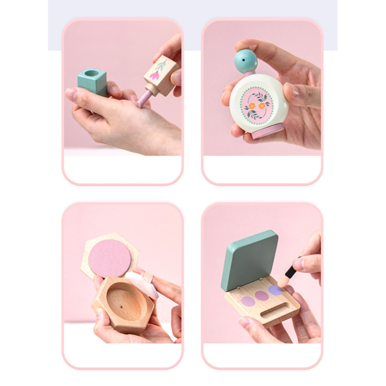 Qianly Set de Maquillaje Infantil Juguetes de Maquillaje Pretend Juguete de Maquillaje para Niñas Kit de Maquillaje de Madera con Bolso Juego de Belleza