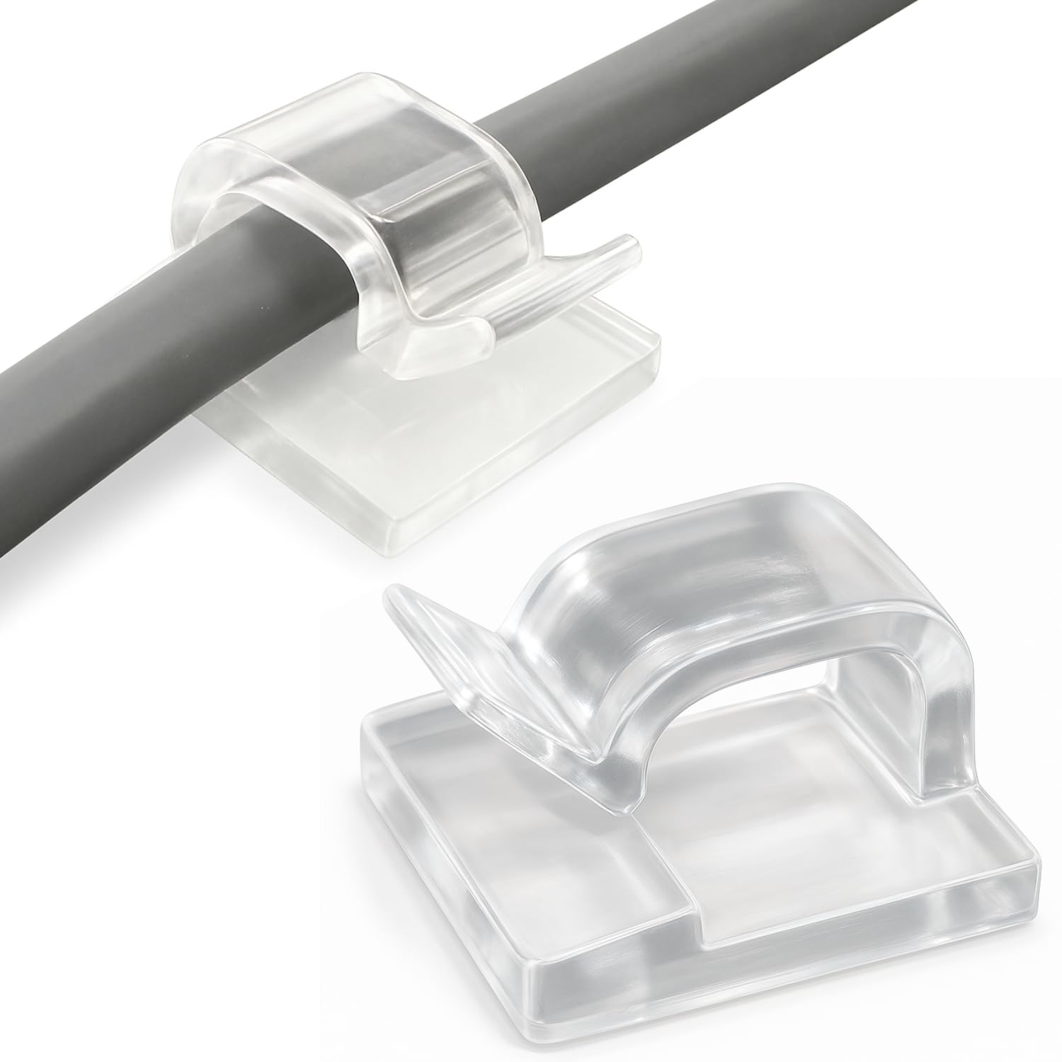 JLB Plastics UK - Pack of 60 Clear Small Self Adhesive Sticky Cable Tidy Holder Clip