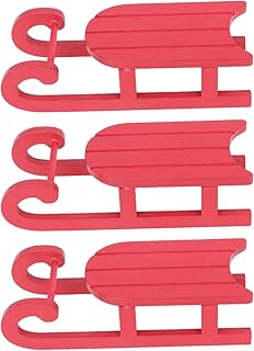 VOSAREA 3pcs Christmas Sled Ornaments Red Wooden Sled Xmas Tree Hanging Decorations Vintage Holiday Sleigh Xmas Hanging Pendant for Mantel Door Bookshelf