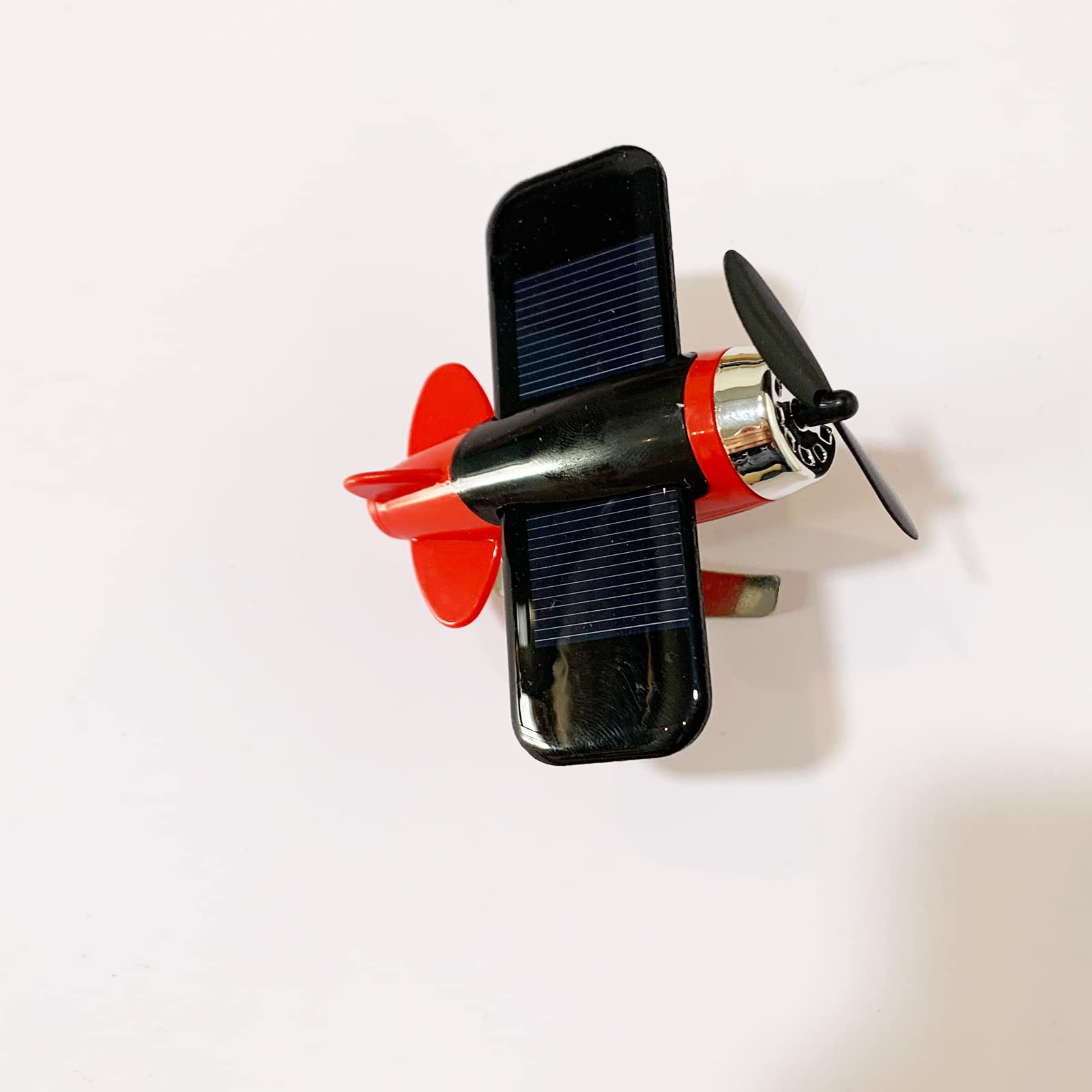 1Pcs Airplane Decorate Solar Powered Aircraft Model Car Dashboard Rotatefor Indoor and Car Interior Office (Red)