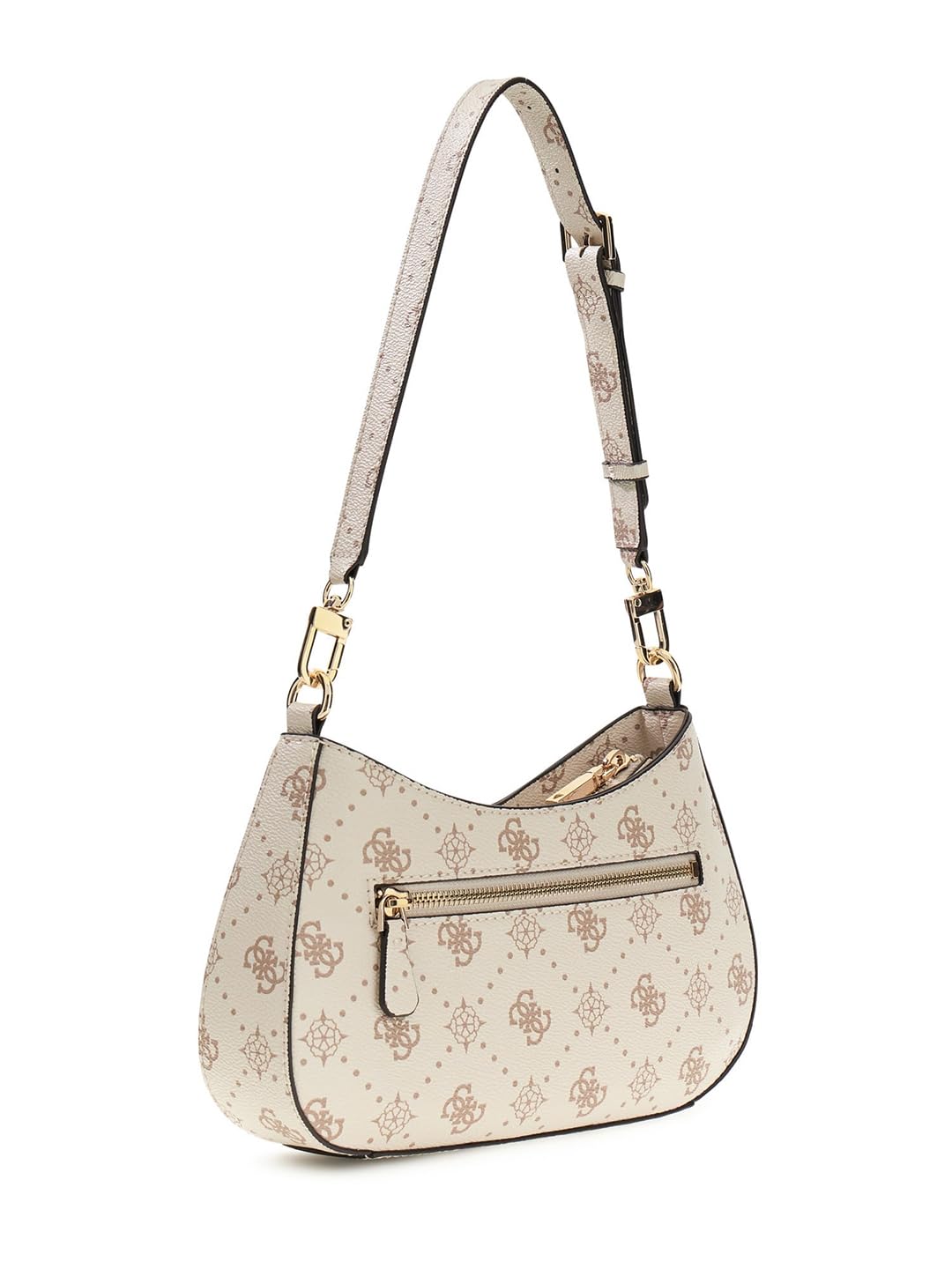 GUESS bolso de hombro Emelie Logo Top Zip Shoulder Bag Vanilla Logo crema