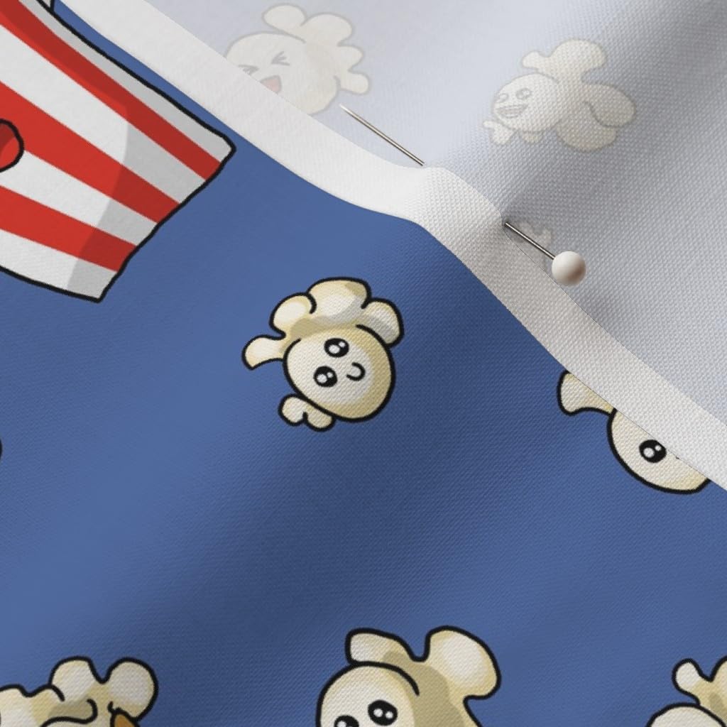 Spoonflower Fabric - Pop Popcorn Cute Food Kawaii Theater Printed on Petal Signature Cotton Fabric Fat Quarter - Sewing Quilting Apparel Crafts Decor