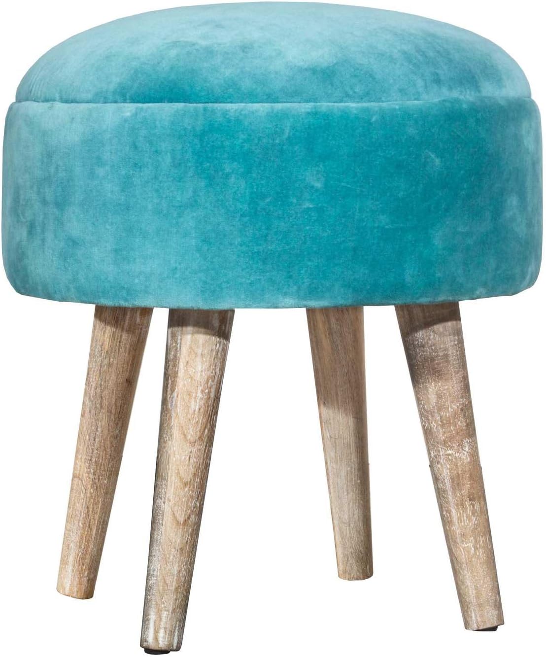 HillsdaleMila Upholstered Backless Pouf Vanity Stool, Teal