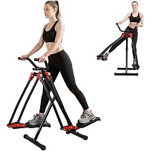 Air Walker Exercise Machine, Space Walker Elliptical Trainer Foldable Low-Impact Cardio Trainer with LCD Monitor Extended Stride & Non-Slip Pedals for Home Gym