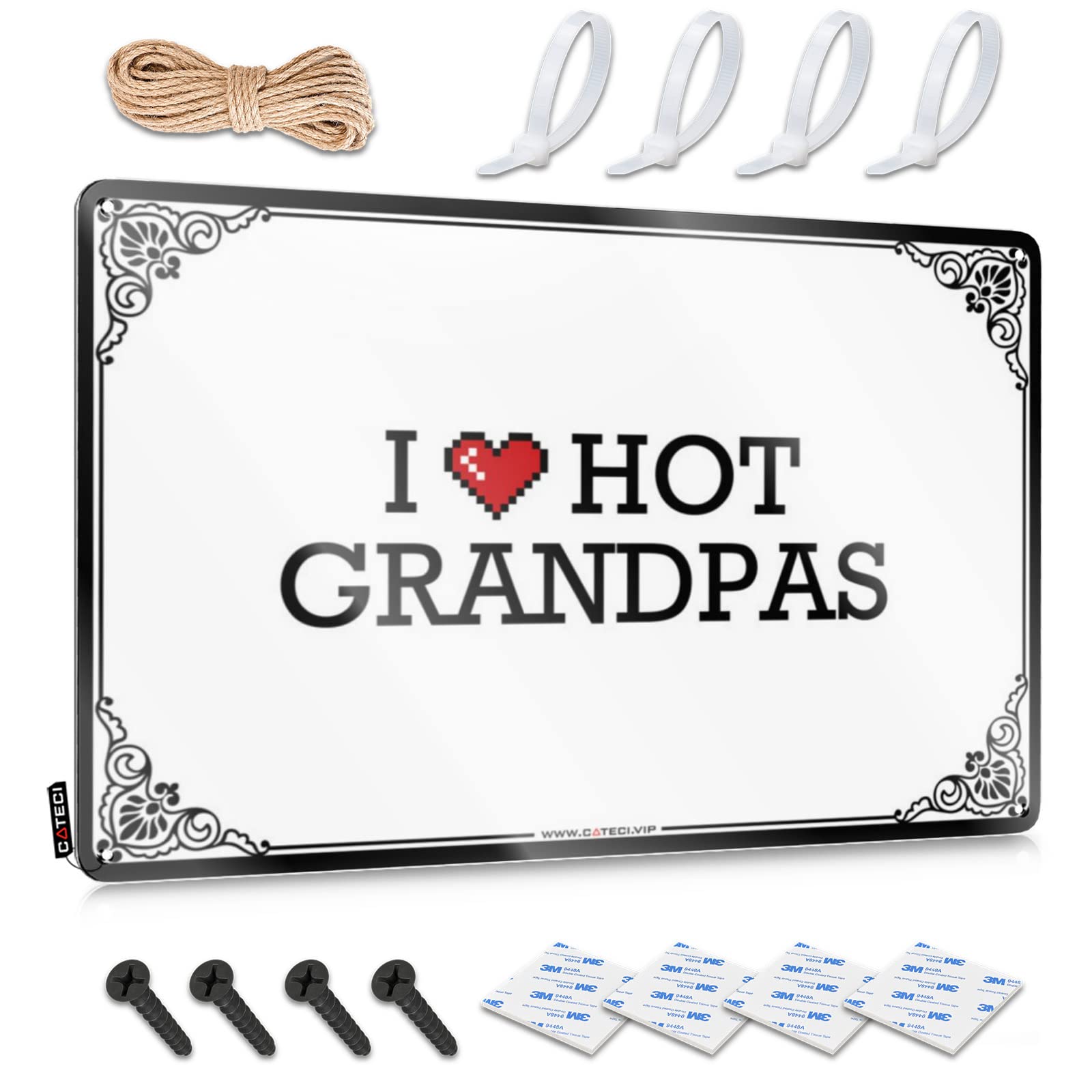 Outdoor Porch Decor Collection Art - I Love Hot Grandpas Vintage Metal Wall Art Ready To Hang For Classroom(20X30CM)