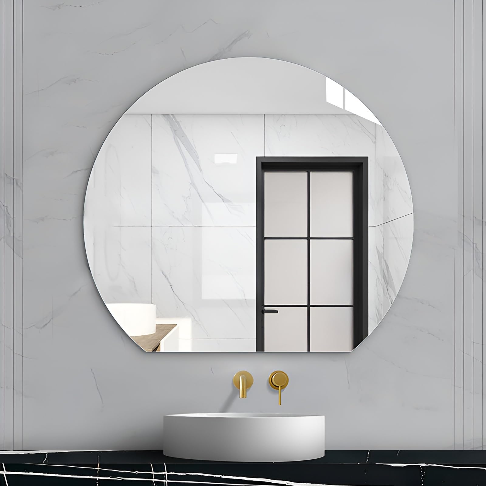 FGXHHS Semi-circle, Modern Frameless Wall Explosion Proof Safety For Living Room, Bedroom, Entryway(60cm/23.6in)