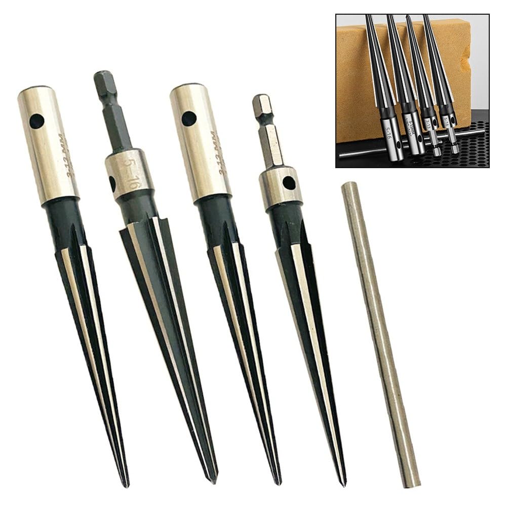 Taper Reamer Tool 5-16mm Steel Reamer Manual Reaming Tool for Metal Hole Enlarger and Deburring Hand Tool, Pin Hole Reamer for Metalwork Deburring and Woodw(Hexagon 5-16mm)