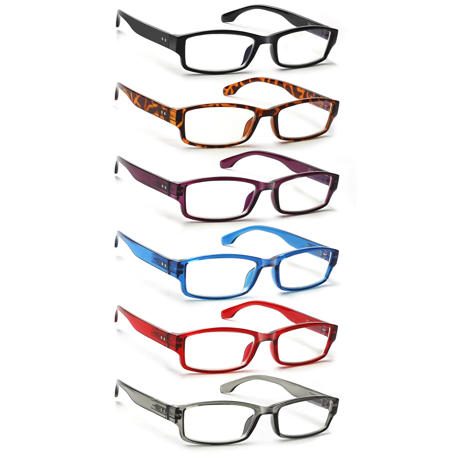 NORPERWIS 6 Pack Reading Glasses for Women Men, Blue Light Readers, Anti Glare Computer Eyeglasses with Spring Hinge (Mix Color, 2.25, multiplier_x)