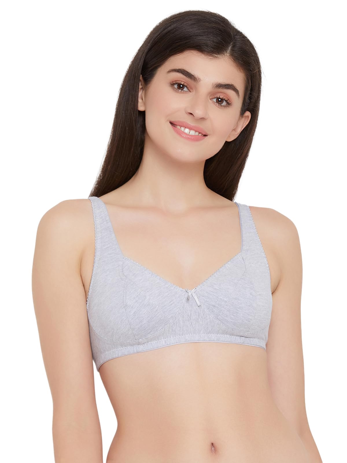 Women's Cotton Spandex Solid Non-Padded Full Cup Wire Free Everyday Bra (BR2038P01_Light Grey_40C)