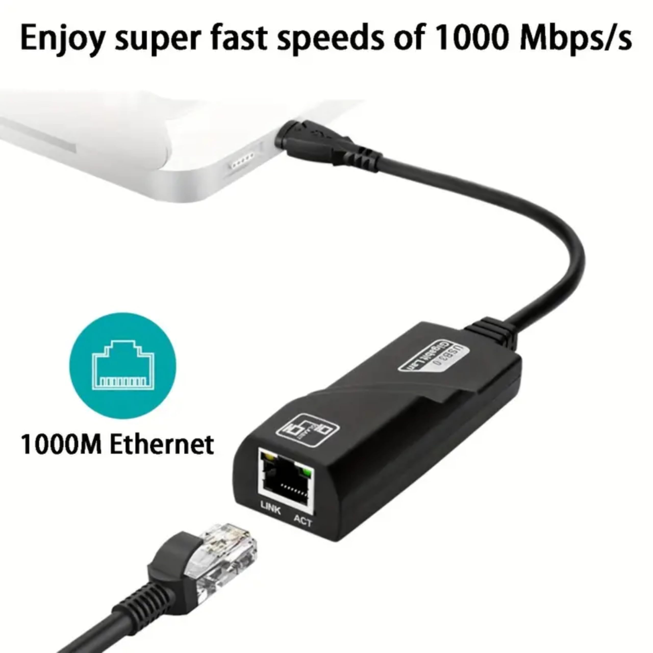 USB to Ethernet Adapter, Supports Nintendo Switch, Foldable USB 3.0 to Gigabit Ethernet LAN Network Adapter, Network Gigabit RJ45 LAN 10 100 1000 Mbps Supports Windows, Linux, Apple MacBook OS