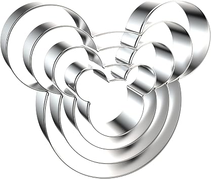 Mouse Cookie Cutter Set - 5 inch, 4 inch, 3 inch, 2 inch - 4 Piece Cartoon Mouse Head Face Cookie Cutters Shapes Molds for Kids - Stainless Steel