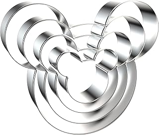 Mouse Cookie Cutter Set - 5 inch, 4 inch, 3 inch, 2 inch - 4 Piece Cartoon Mouse Head Face Cookie Cutters Shapes Molds for...
