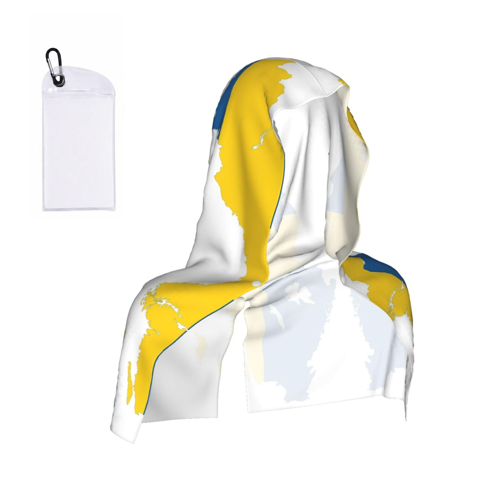 DUWAA Swedish Flag Map Print Cooling Hooded Sports Towel, 30×60cm Quick Drying Summer Cool Head Wrap For Neck And Face