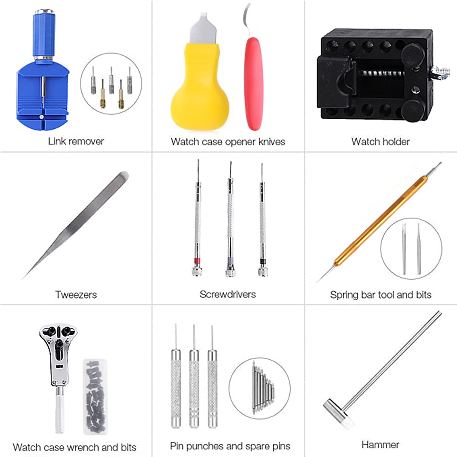 Zestaw narzędzi do naprawy Narzędzia Watch Multi Funkcja Zestaw narzędzi ręcznych Zestaw narzędzi Remover Shell Otwieracz i Watch Battery Wymiana paska Igła(31pcs)