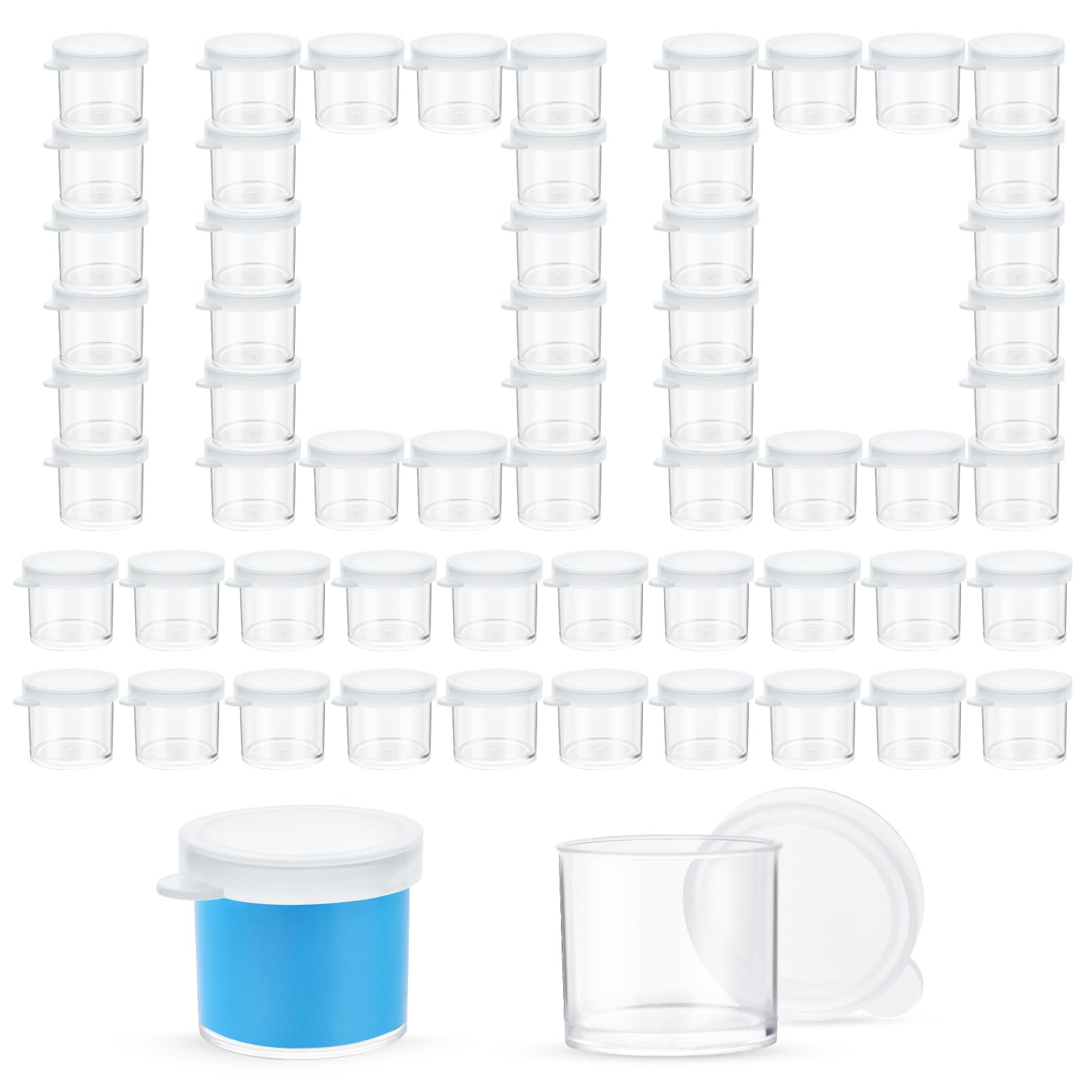 Petits gobelets vides transparents avec couvercles pour stockage de slime et graines