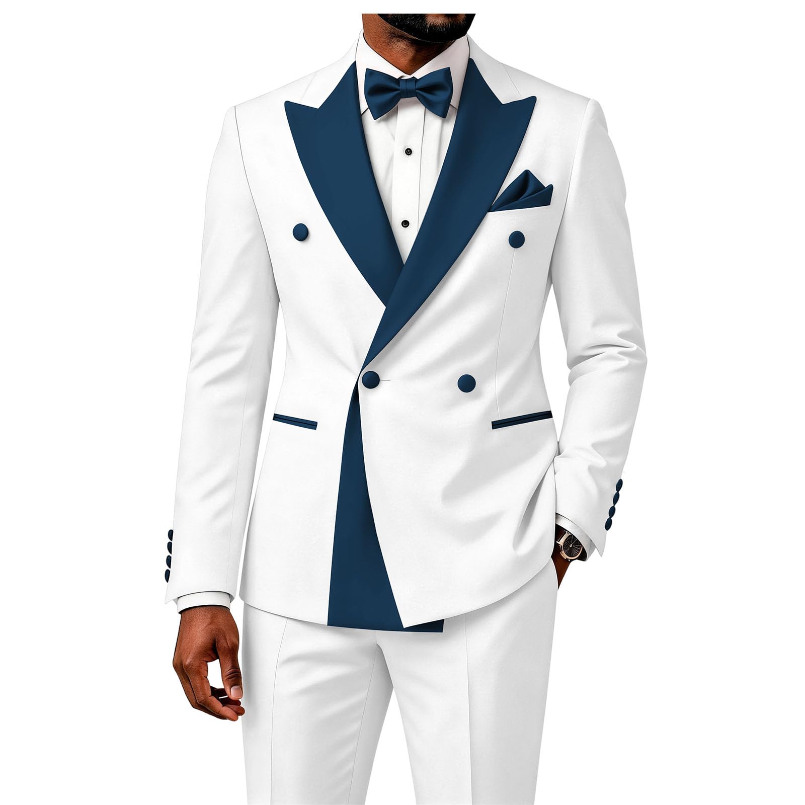 2 Piece Double Breasted Suit for Men Blazer Pants Tuxedo for Wedding Prom