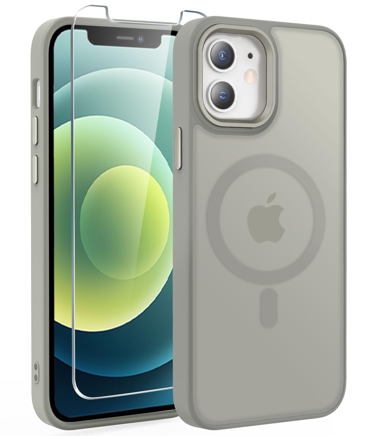 WRJ Etui na iPhone'a 12 / iPhone'a 12 Pro, magnetyczna, półprzezroczysta, matowa tylna obudowa, [kompatybilne z Magsafe] [z osłoną ekranu] odporne na odciski palców, odporne na wstrząsy, ochronne etui