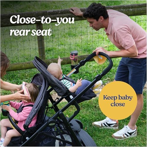 Graco Ready2Grow 2.0 Double Stroller, Twin Baby Stroller Features Bench Seat and Standing Platform Options, Compact Fold Perfect for Baby Travel, Rafa - 3