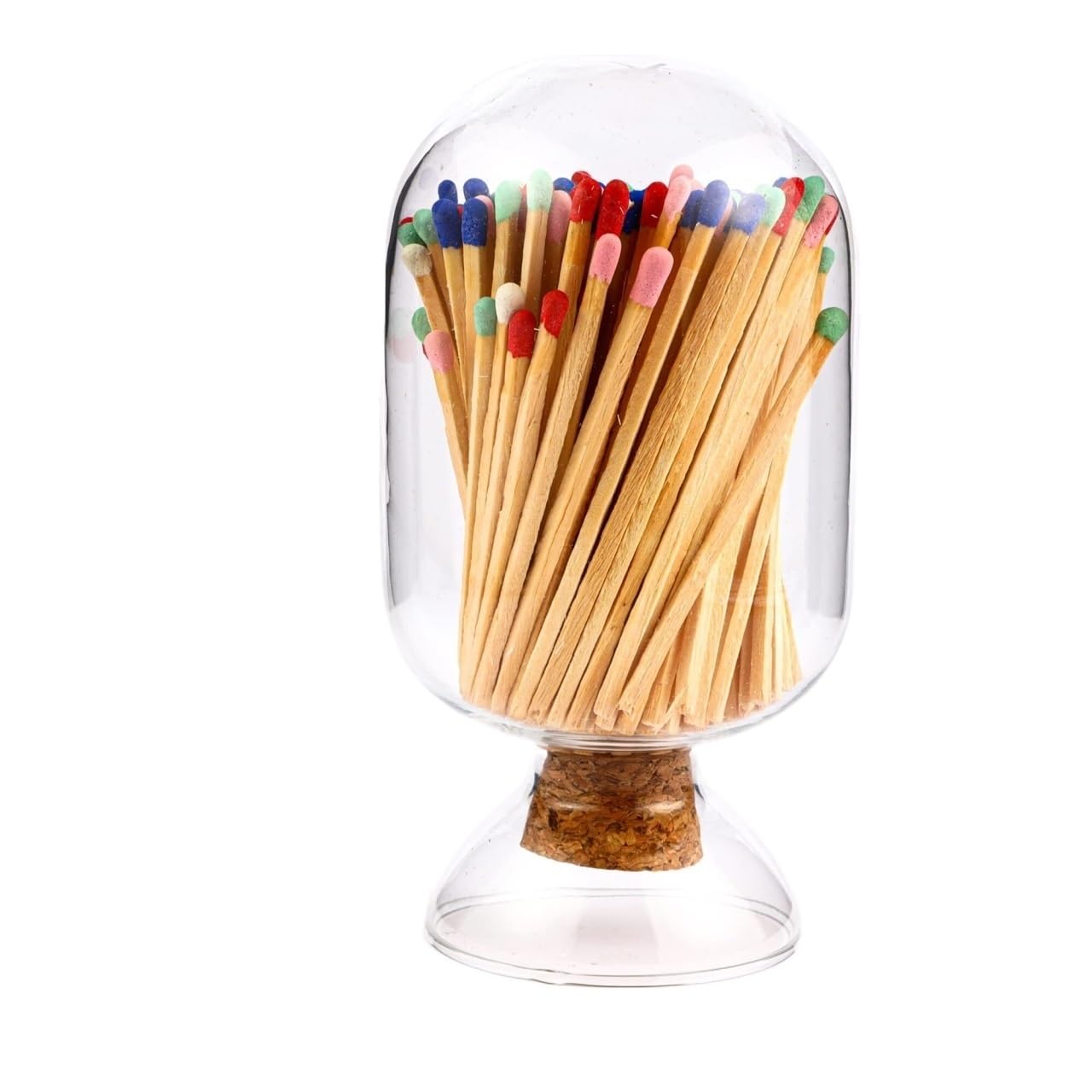 Match Holder,Matchstick Holder Clear Glass Match Cloche Jar, Fireplace Match Cloche Bottle, Match Striker Holder, match striker jar, Fireplace Matches Holder with Striker - Fancy Home Bathroom Décor -