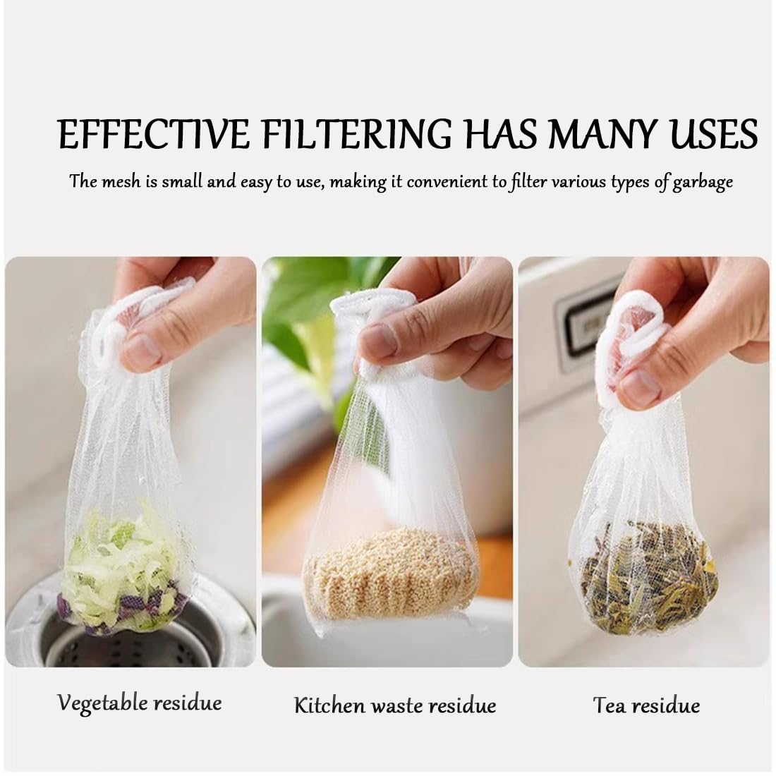 Bolsas filtrantes elásticas 9×9 cm para fregadero 200 unidades