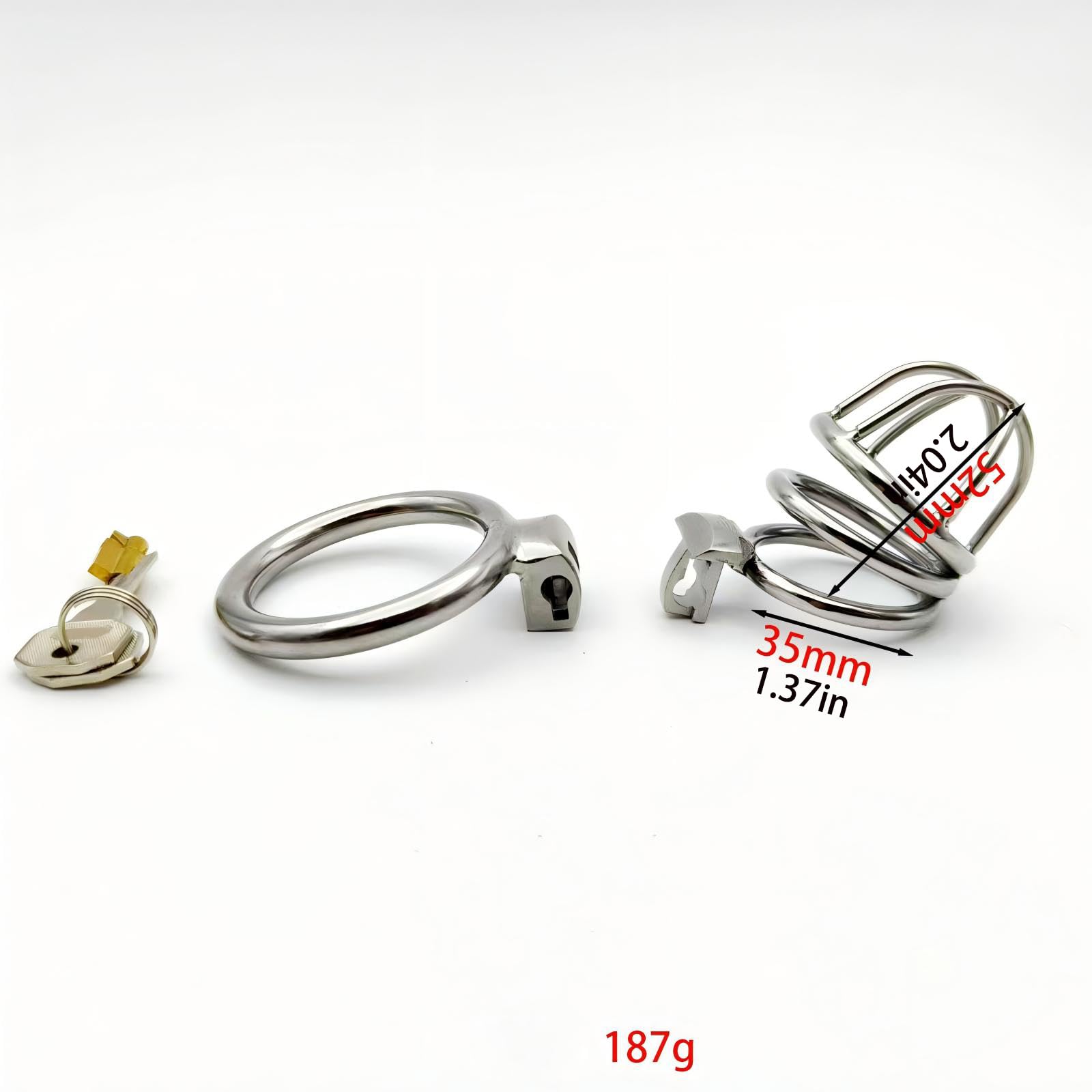 Cage de Chasteté en Métal Cage de Chasteté Pénis avec 3 Ring de Tailles Différentes et Serrures Invisibles Chastity Cage avec Grande Ouverture pour La Ventilation Sex Toys Cage Chastetée (Large)