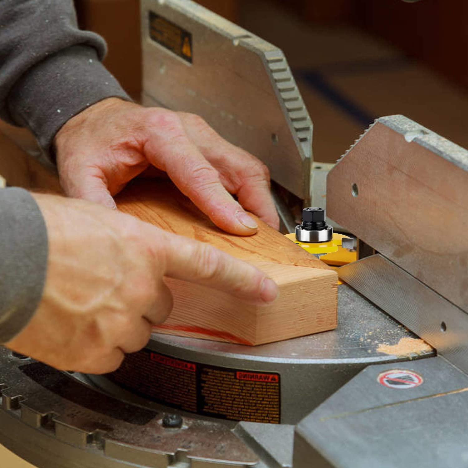 Sinoprotools Tongue and Groove Router Bits 1/4 Inch Shank, 1-3/4" Cutting Diameter, 3 Teeth T Shape Wood Milling Cutter, Tongue and Groove Router Bits for Joiner Woodworking - - 