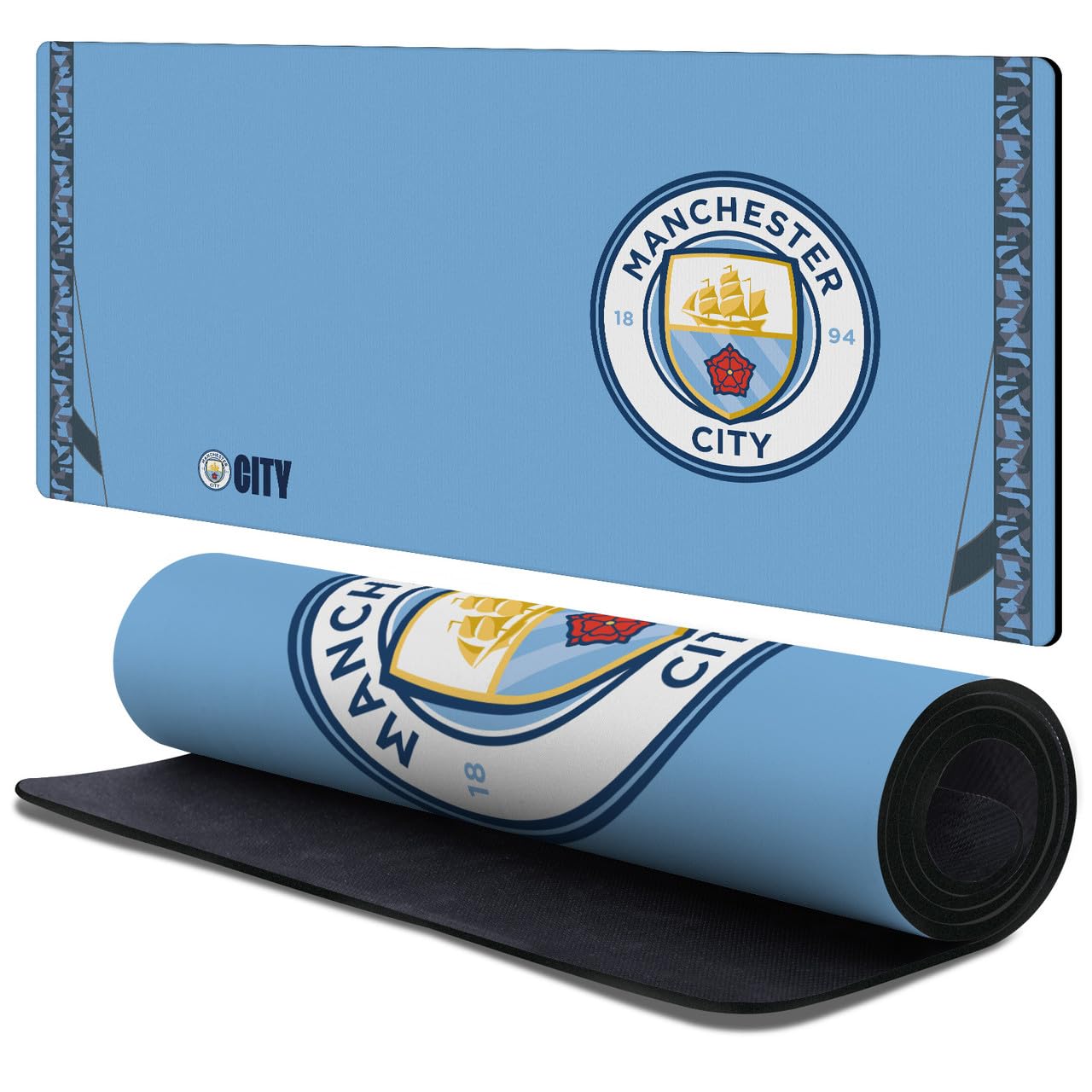 Head Case Designs Officially Licensed Manchester City Man City FC 2024/25 Home Crest Kits & Players 37.4 x 15.75 x 0.16 inches (900 x 400 mm) - XL Gaming Office Desk PC Keyboard Mouse Mat Pad
