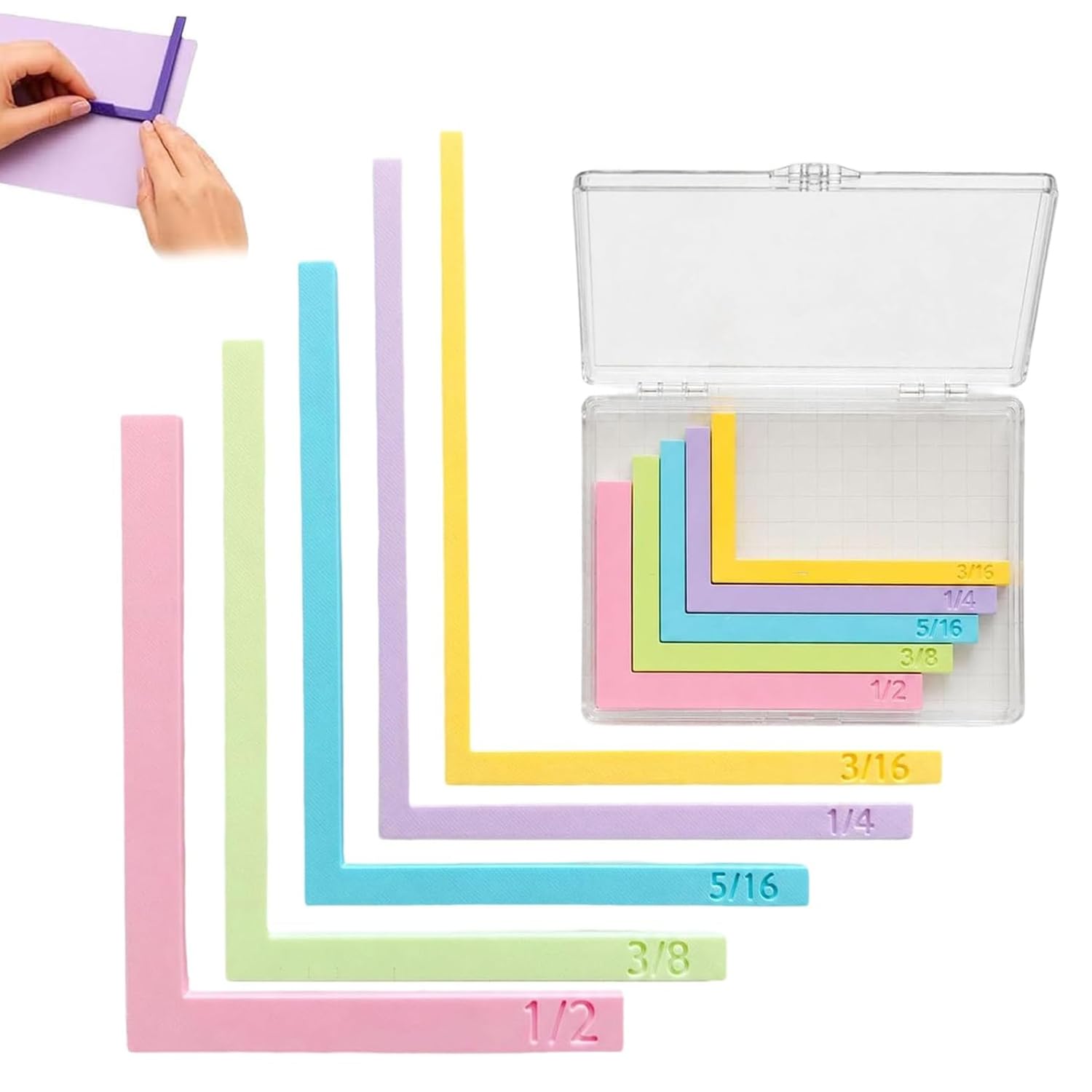 5PCS Colour-Coded Paper Crafting Alignment Guides Set with Storage Case, Paper Crafting Alignment Tool Guides, Layered Card Making Border Guides for Scrapbooking & Paper Crafts