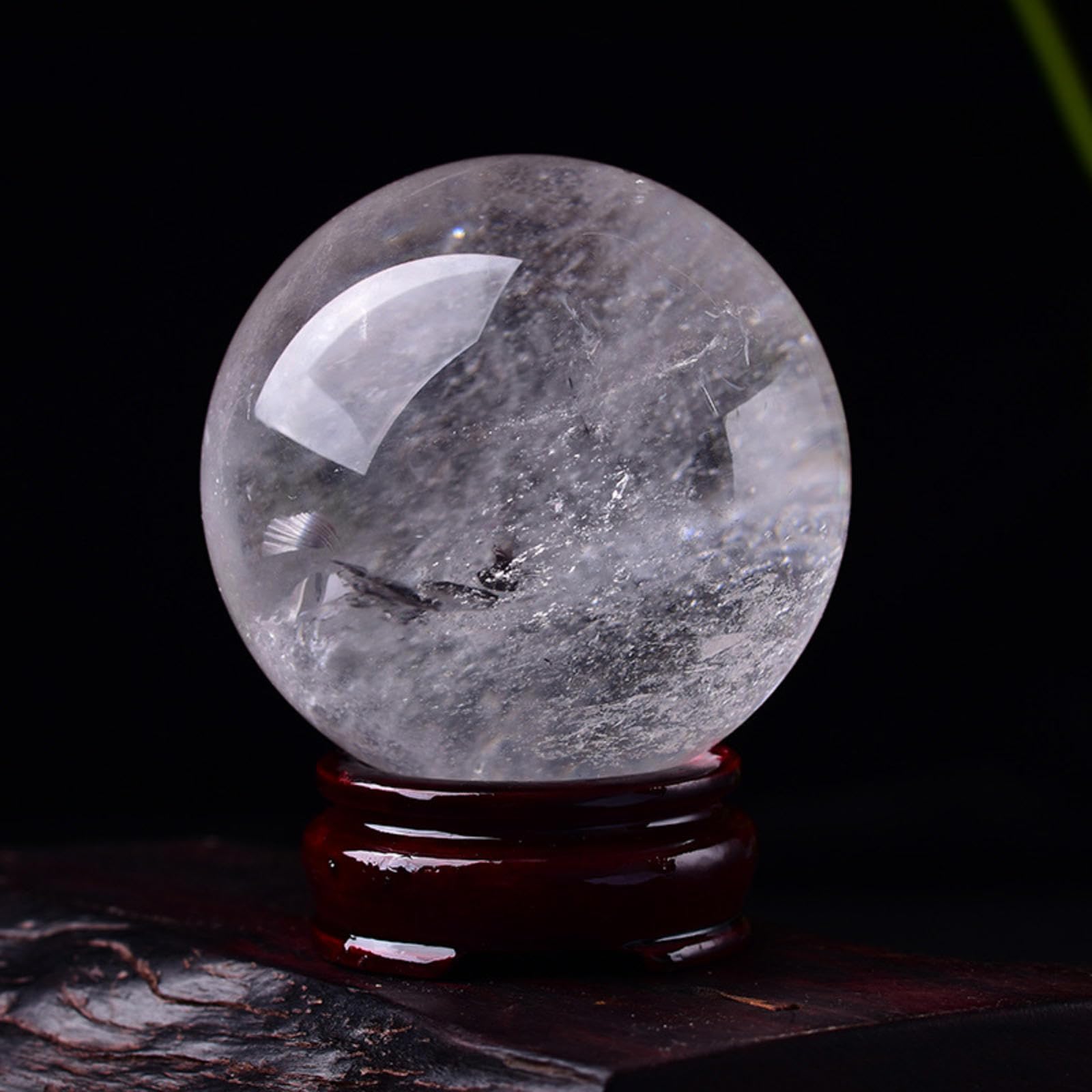 ICXLPMC White Crystal Ball Transparent Ornaments raw Stone Polished Home Auspicious Office Crafts,A-70mm