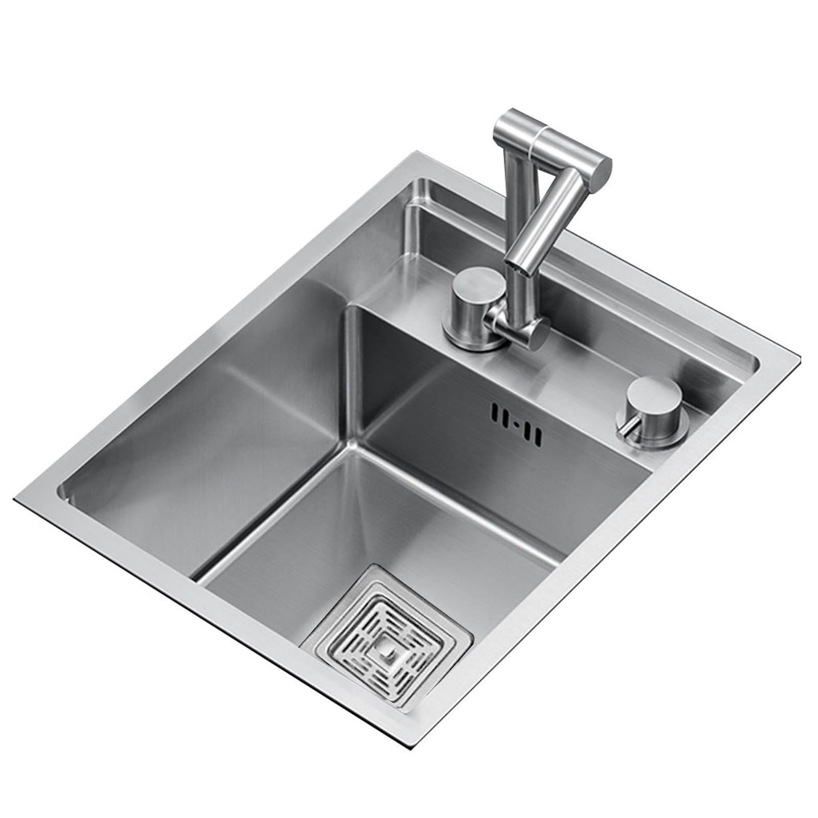 Evier Camping Car 41,5 X 36 X 15 Cm, Évier Carré Pliable En Acier Inoxydable Avec Robinet, Lavabo Multifonctionnel For Bars, Camping-cars, Camping-cars, Bateaux, Camionnettes ( Color : No Faucet