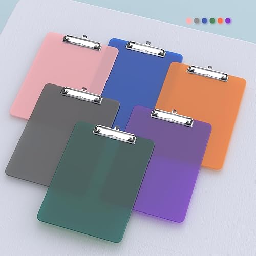 Miniatura 8 de Juego de 6 portapapeles a granel de 8.5 x 11 pulgadas para aulas, estudiantes, niños, mujeres, portapapeles de plástico transparente A4, tamaño 9 x